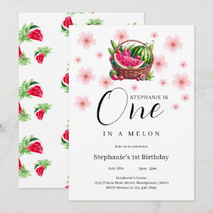 Invitación Uno en un Melon Cherry Blossom Primer Fiesta de cu