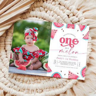 Invitación Uno en un Melón Chica foto Primera fiesta de cumpl