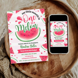 Invitación Uno en un Melón Chica Primer cumpleaños Primer cum