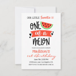 Invitación Uno En Un Melón | Cumpleaños del bebé