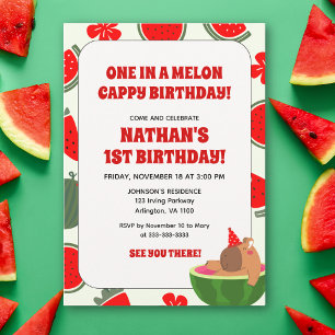 Invitación Uno en un Melón Cumpleaños Divertido de Cappy Niño
