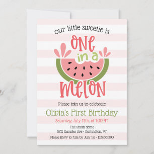 Invitación Uno En Un Melón De Melón Primer Cumpleaños
