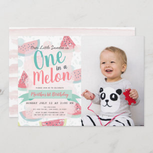 Invitación Uno en un Melón Melón Chica Foto Primer cumpleaños