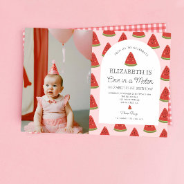 Invitación Uno En Un Melón Pequeño Dulce Primer Cumpleaños