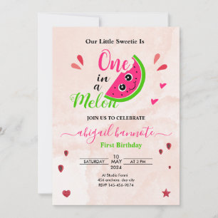 Invitación uno en un melón pequeño dulce sandía