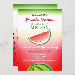 Invitación Uno en un Melón Primer Cumpleaños