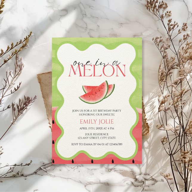 Invitación Uno en un MELON | Primer cumpleaños de la Copa Ver (One in a Melon 1st birthday invitation)