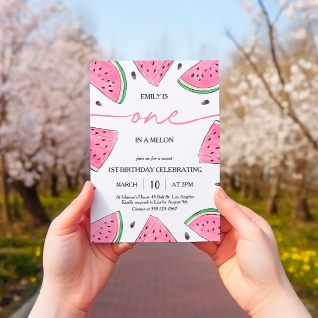Invitación Uno en un Melón Primer Cumpleaños sandía Cumpleaño (Subido por el creador)