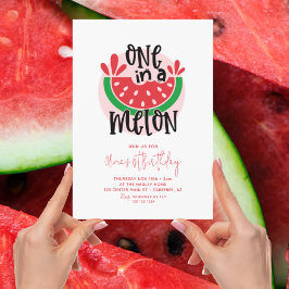 Invitación Uno en un Melón Rosa Primer Cumpleaños