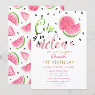 Invitación Uno en un Melón Sandías Cumpleaños número 1