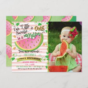 Invitación Uno en una fiesta de cumpleaños con foto en Melon