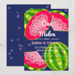 Invitación ¡Uno en una sandía! 1.ᵉʳ Fiesta de cumpleaños