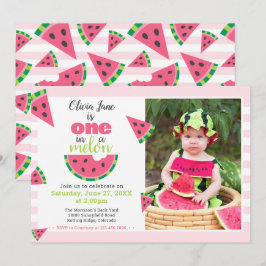 Invitación Uno en una Sandía Cumpleaños 1 Foto de bebé de san