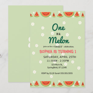 Invitación ¡Uno en una Sandía! Cumpleaños número 1