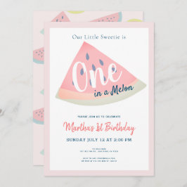 Invitación Uno en una sandía de melón blanco primer cumpleaño