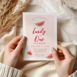 Invitación Uno en una sandía melón de melón Primer cumpleaños