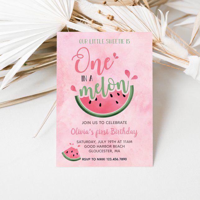 Invitación Uno en una sandía melón melón melón primer cumplea (Subido por el creador)
