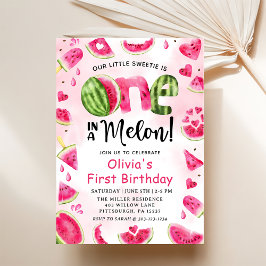 Invitación Uno en una sandía melón melón Primer cumpleaños