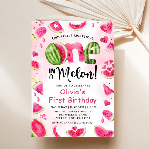 Invitación Uno en una sandía melón melón Primer cumpleaños