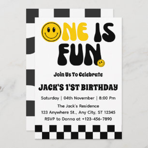 Invitación Uno Es Un Niño Divertido Primer Cumpleaños