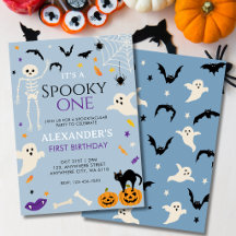 Uno espeluznante 1er cumpleaños de Halloween Azul