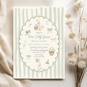 Invitación Uno Ganso Tonto Rayado Cumpleaños
