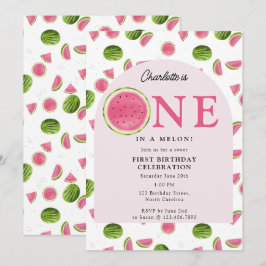 Invitación Uno lindo en una sandía de melón en verano cumplea