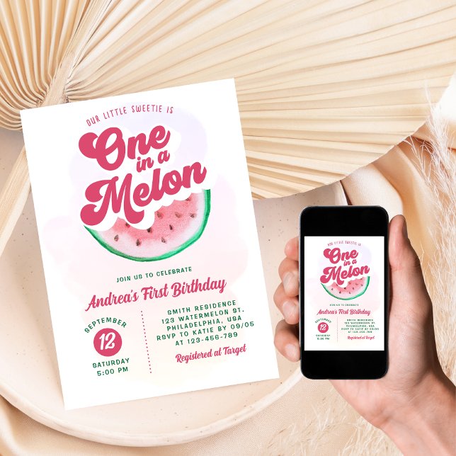 Invitación Uno lindo en una sandía melónica primer cumpleaños (Subido por el creador)