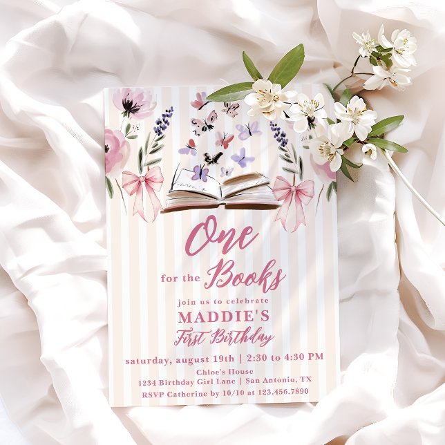 Invitación Uno para los libros Chica del cuento rosa Cumpleañ (Subido por el creador)