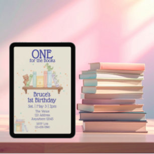 Invitación Uno para los libros, Dragón, 1er Cumpleaños