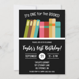 Invitación ¡Uno para los Libros! Primera fiesta de cumpleaños