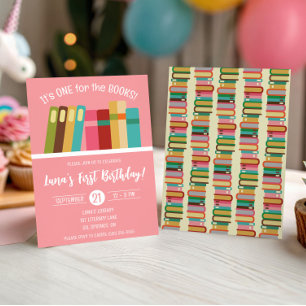 Invitación ¡Uno para los Libros! Primera fiesta de cumpleaños