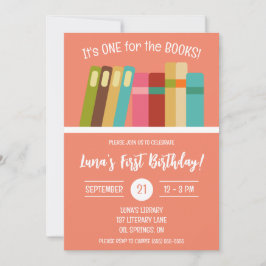 Invitación ¡Uno para los Libros! Primera fiesta de cumpleaños