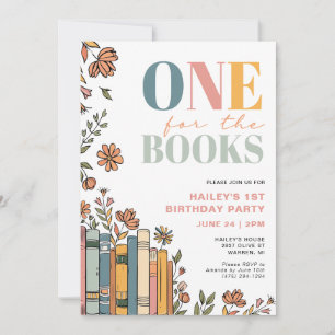 Invitación Uno por los libros Primer cumpleaños