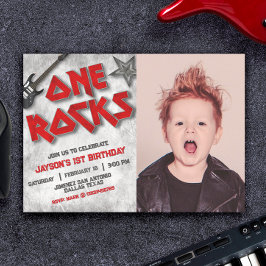 Invitación Uno Rocks con paisaje de foto