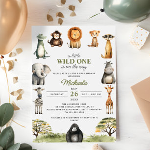 Invitación Uno salvaje en camino a los animales pequeños en B