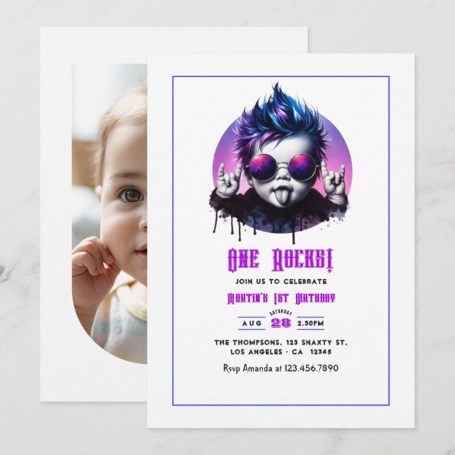 Invitación ¡Uno se divierte! Fotos de la fiesta de cumpleaños (Anverso / Reverso)