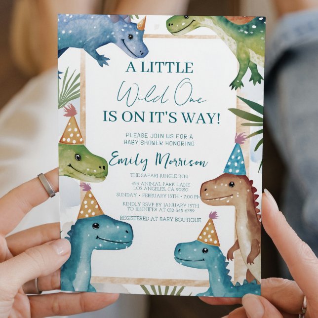 Invitación Uno silvestre y dinosaurios y Baby Shower (Subido por el creador)