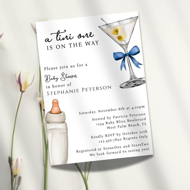 Invitación Uno Tini En Camino De La Baby Shower Blue Martini (Subido por el creador)