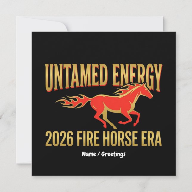 Invitación Untamed Energy 2026 Fire Horse Era Lunar New Year  (Anverso)