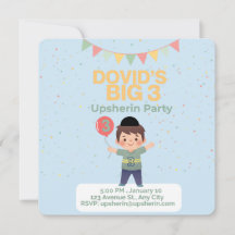 Invitación Upsherin personalizada-tonos de la Tier