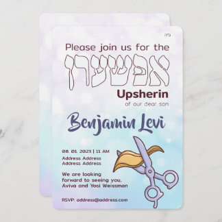 Invitación Upsherin primer corte de pelo, tercer cumpleaños d