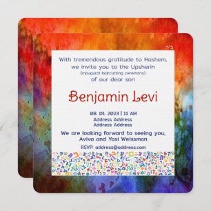 Invitación Upsherin primer corte de pelo, tercer cumpleaños d