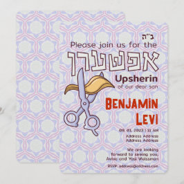 Invitación Upsherin primer corte de pelo, tercer cumpleaños d