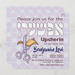 Invitación Upsherin primer corte de pelo, tercer cumpleaños d