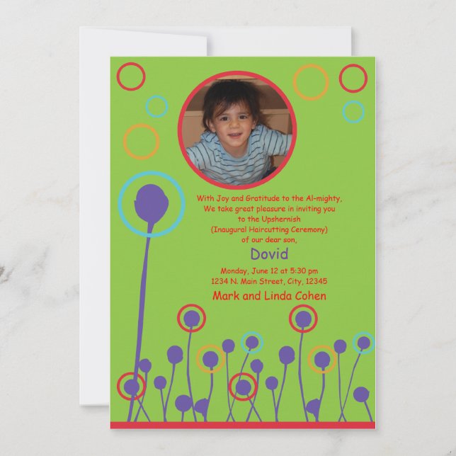 Invitación Upshernish invita (Anverso)