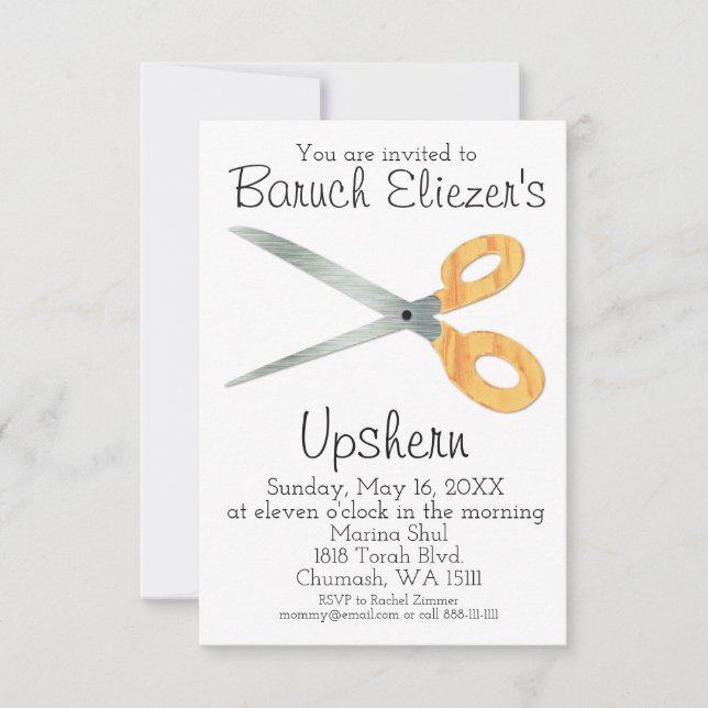 Invitación Upshernish Upshern Upsherin (Anverso)