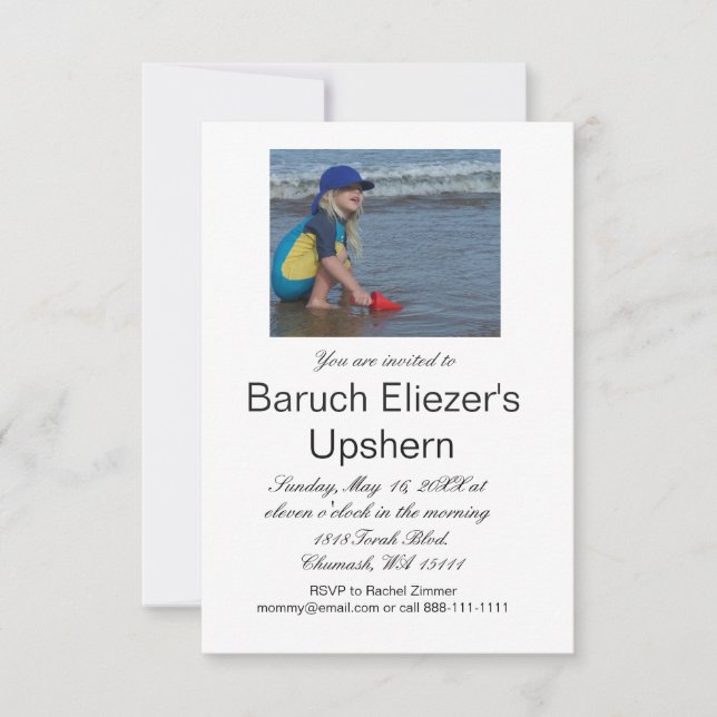 Invitación Upshernish Upshern Upsherin (Anverso)