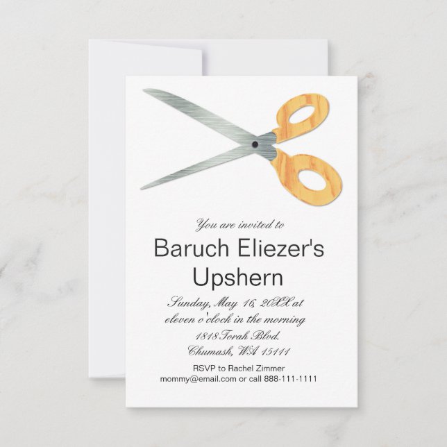 Invitación Upshernish Upshern Upsherin (Anverso)