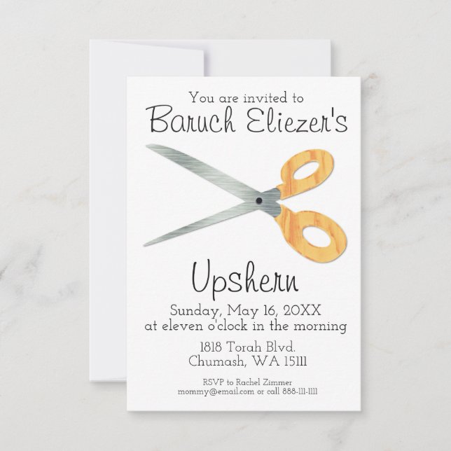 Invitación Upshernish Upshern Upsherin (Anverso)